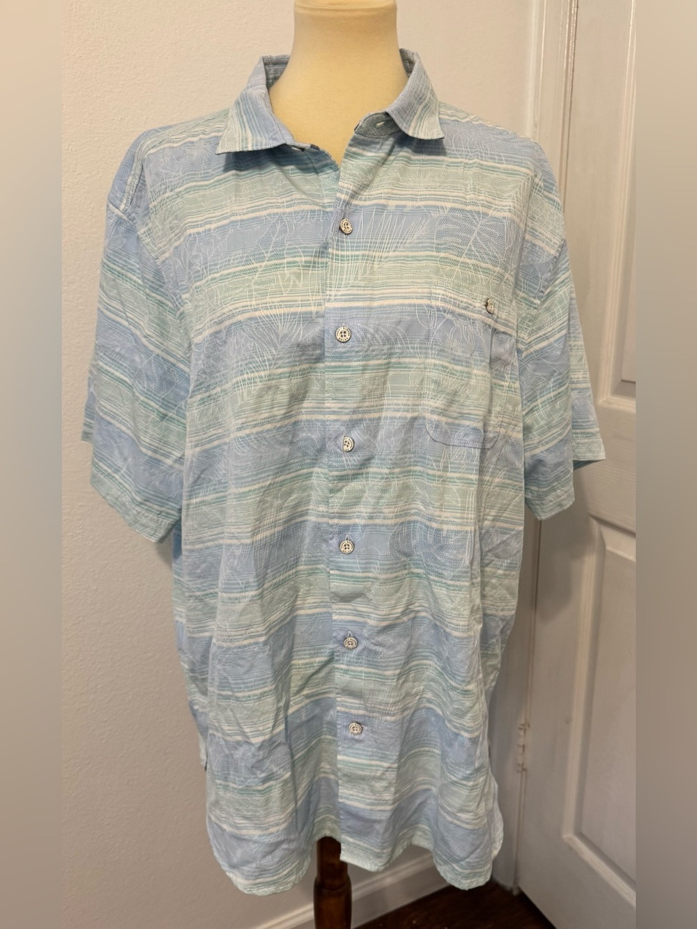 Tommy Bahama Sardinia Stripe Cotton Button Up Shirt Tropical Hawaiian NWT XL